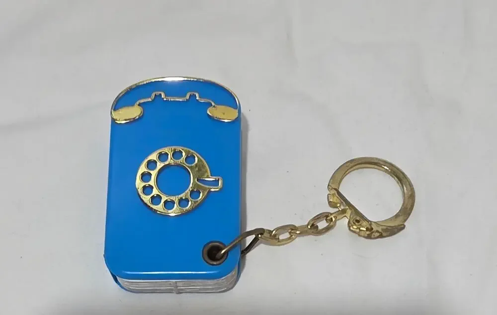 Vintage Blue Telephone Mini telephone book Keychain Novelty Retro Phone